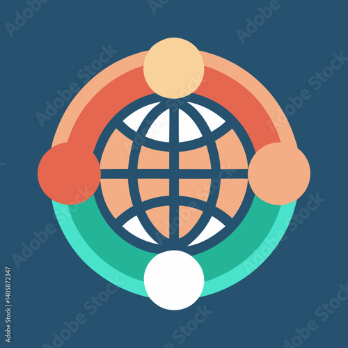 Global Community Logo vector illustration people unity world earth globe teamwork organization