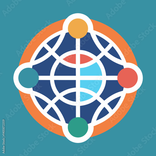 Global Community Logo vector illustration people unity world earth globe teamwork organization