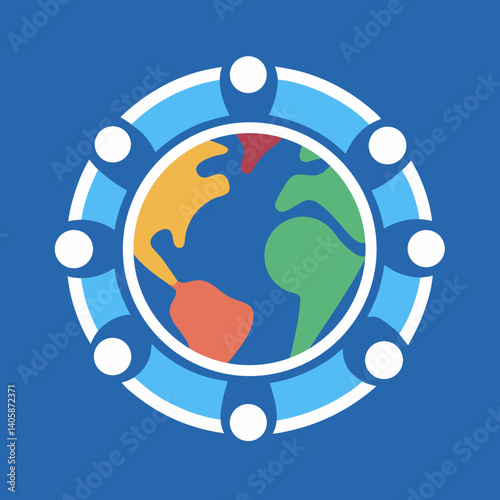 Global Community Logo vector illustration people unity world earth globe teamwork organization