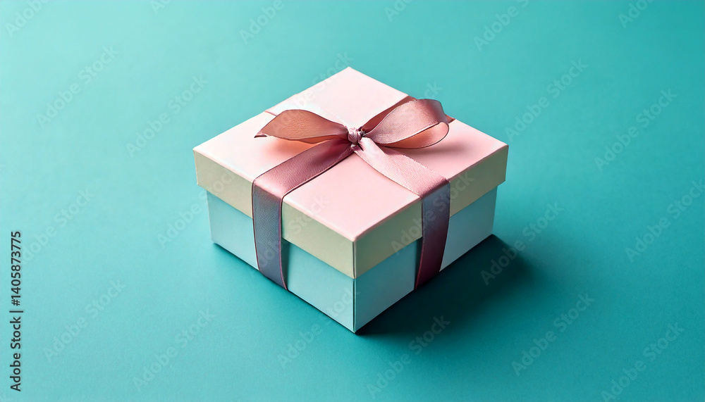 Pastel Silk Ribbon Gift Box – Isometric Minimalist Scene Pastel Silk Ribbon Gift Box – Isometric Minimalist Scene