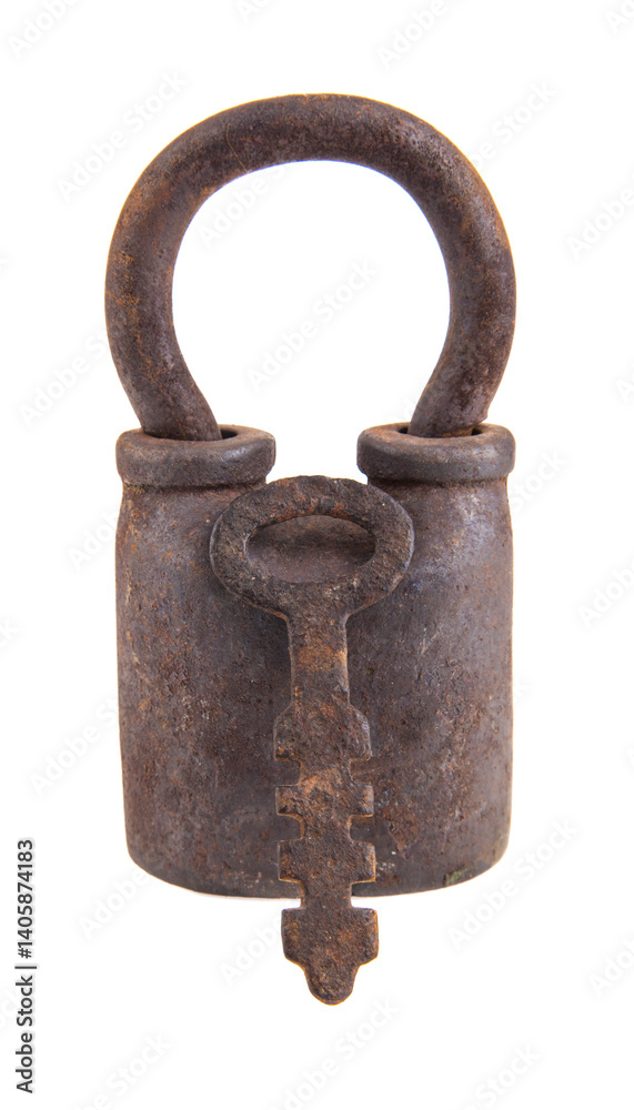 Old rusty retro metal padlock isolated on white background. Old rusty retro metal padlock isolated on white background.