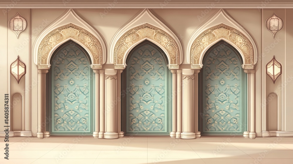 Fototapeta premium Elegant arched hall with decorative panels