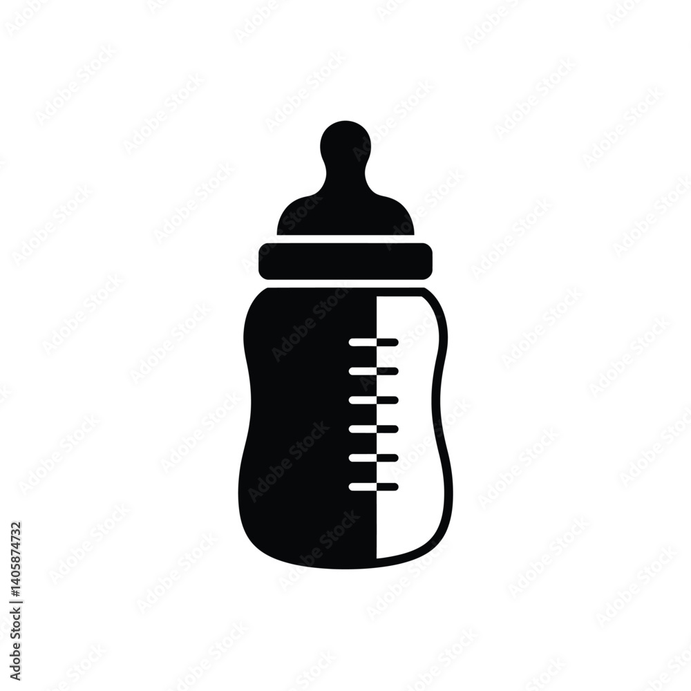 Baby Bottle Icon Black And White Design For Baby Products Illustration Baby Bottle Icon Black And White Design For Baby Products Illustration