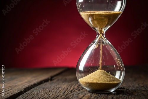 Time Concept Hourglass on Red Background - Sand Timer Photography