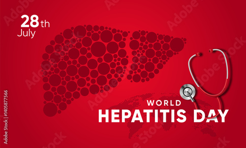 World Hepatitis Day, social media and poster. 3D vector illustration. July 28. Hepatic desease, cancer and cirrhosis abstract concept graphic.