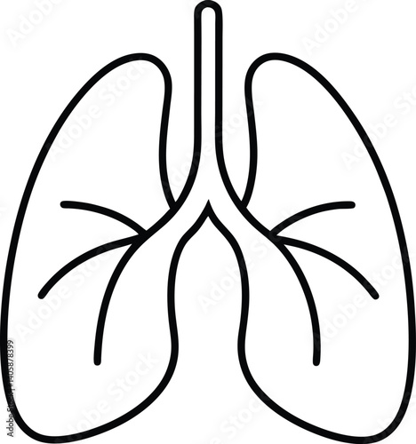 Lungs Line Art Drawing Vector | Human Organ, Medical & Anatomy Design