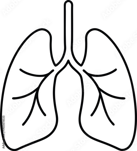 Lungs Line Art Drawing Vector | Human Organ, Medical & Anatomy Design