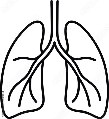 Lungs Line Art Drawing Vector | Human Organ, Medical & Anatomy Design