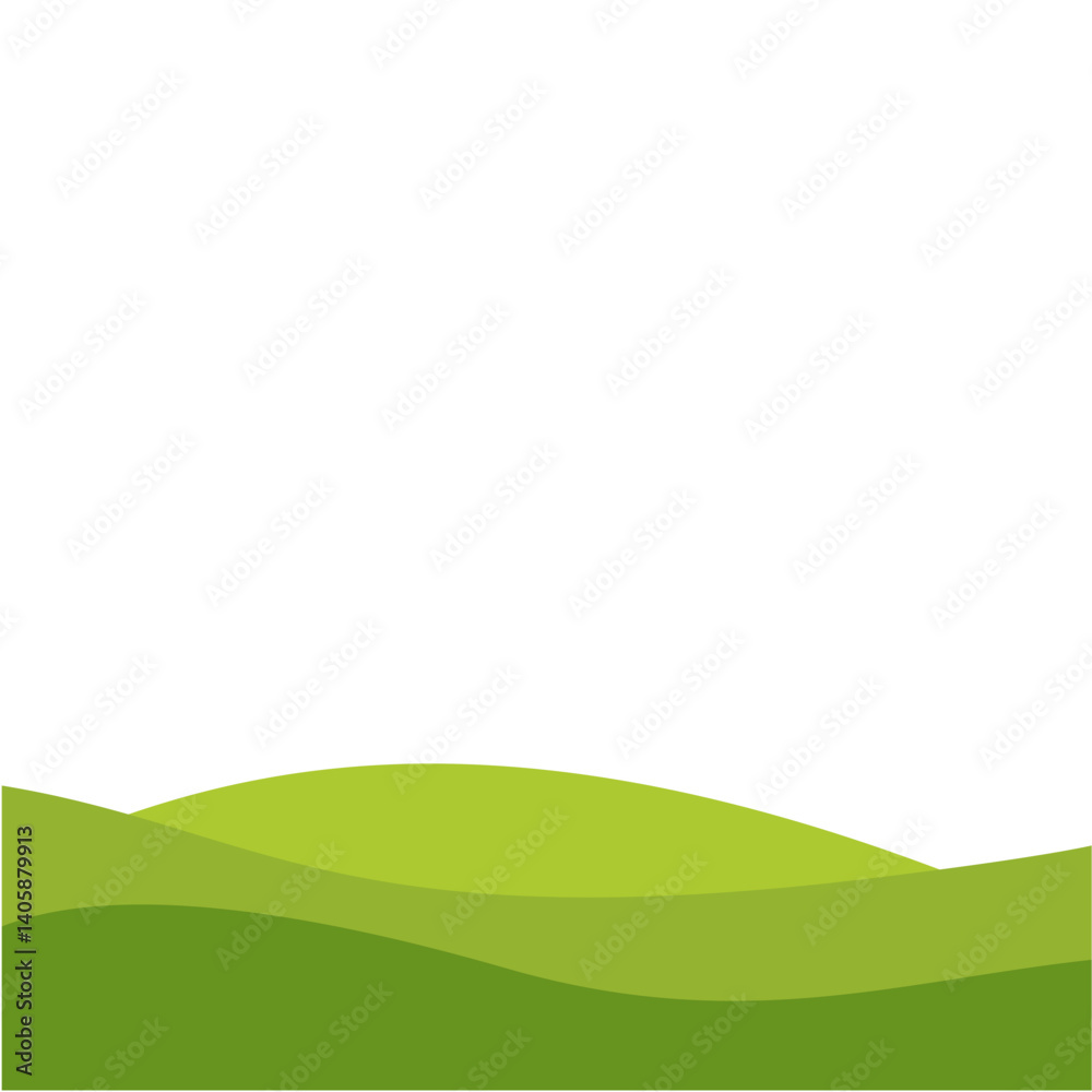 Fototapeta premium Green Rolling Hills Landscape Vector Illustration