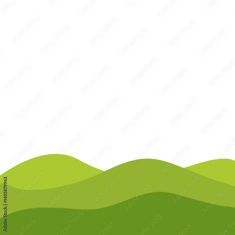 Obraz premium Green Rolling Hills Landscape Vector Illustration