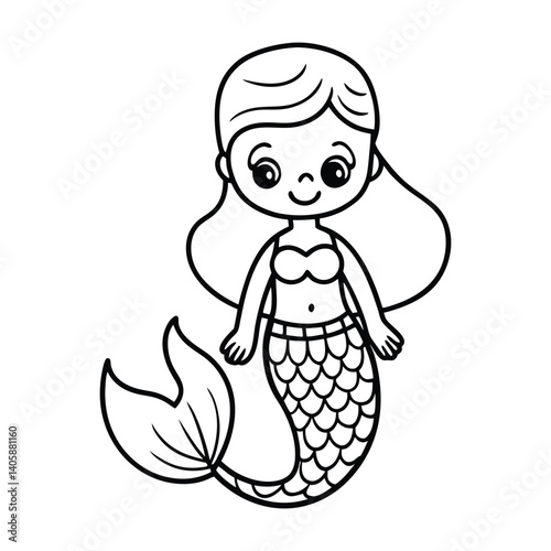 Cute Mermaid Coloring Outline for Kids