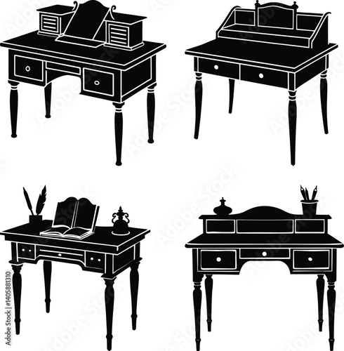 Writing Desk silhouette vector