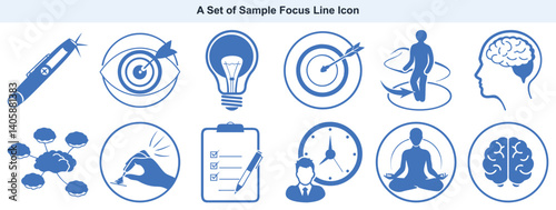 Concentration and Mental Focus Line Icons