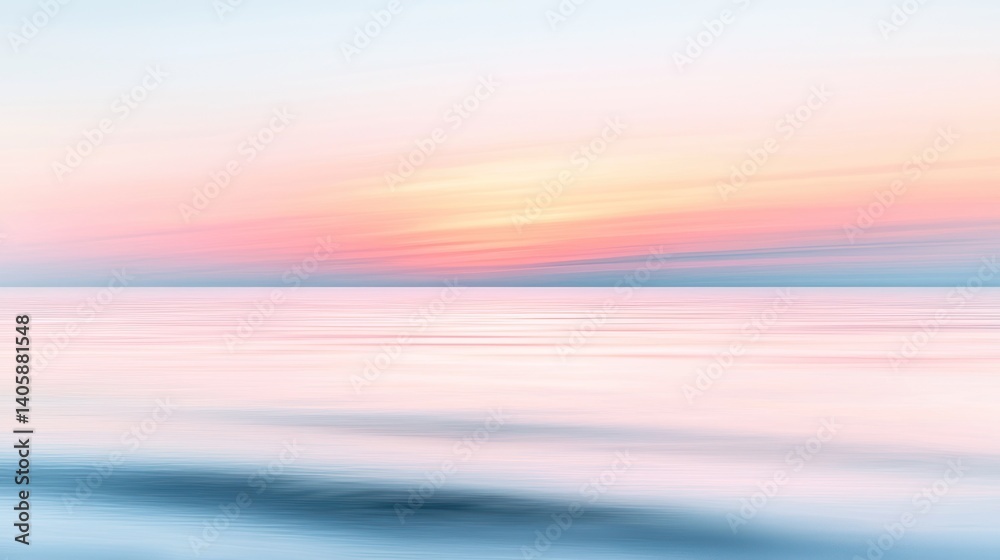 Fototapeta premium Pastel Sunset Seascape: A Dreamlike Coastal Panorama