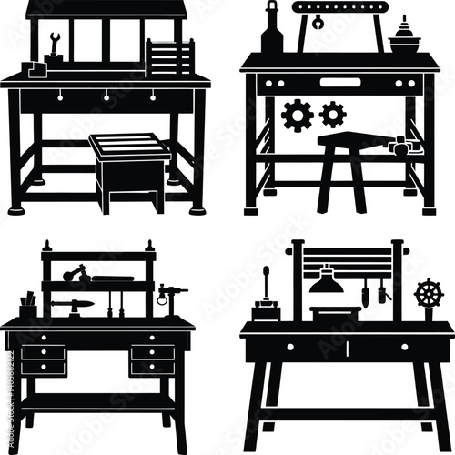 Workbench silhouette vector