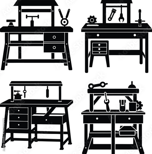 Workbench silhouette vector