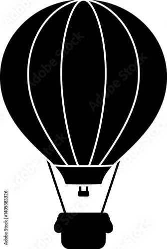 Hot air balloon soaring above hills in minimal flat vector art