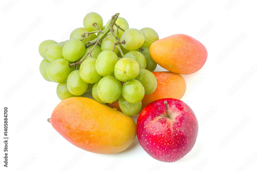 Fresh Mixed Fruits on White Background Fresh Mixed Fruits on White Background