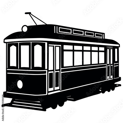 Tram Silhouette Line Art Perfect for Web, Mobile & Print Design