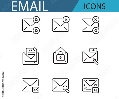 Illustration of Essential Email Icons for Mobile and Web Applications