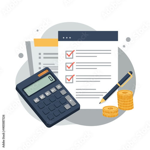 Financial Planning Illustration with Calculator and Checklist  