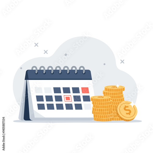 Financial Planning Calendar with Stacked Coins  