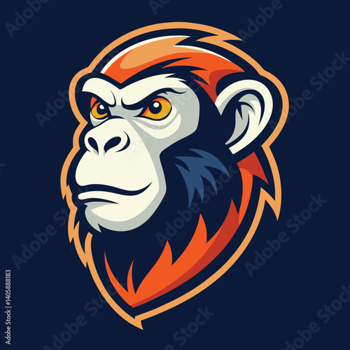 Vibrant Chimpanzee Profile Minimalist Logo Design