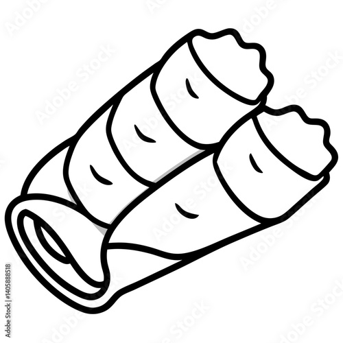 Printable spring rolls icon for menus, kitchen tools, and restaurant branding use.