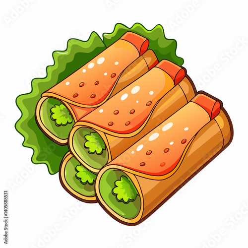 Printable spring rolls icon for menus, kitchen tools, and restaurant branding use.