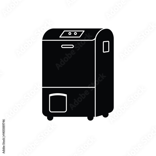 Portable Air Conditioner Unit Black Silhouette Vector Illustration Isolated Design