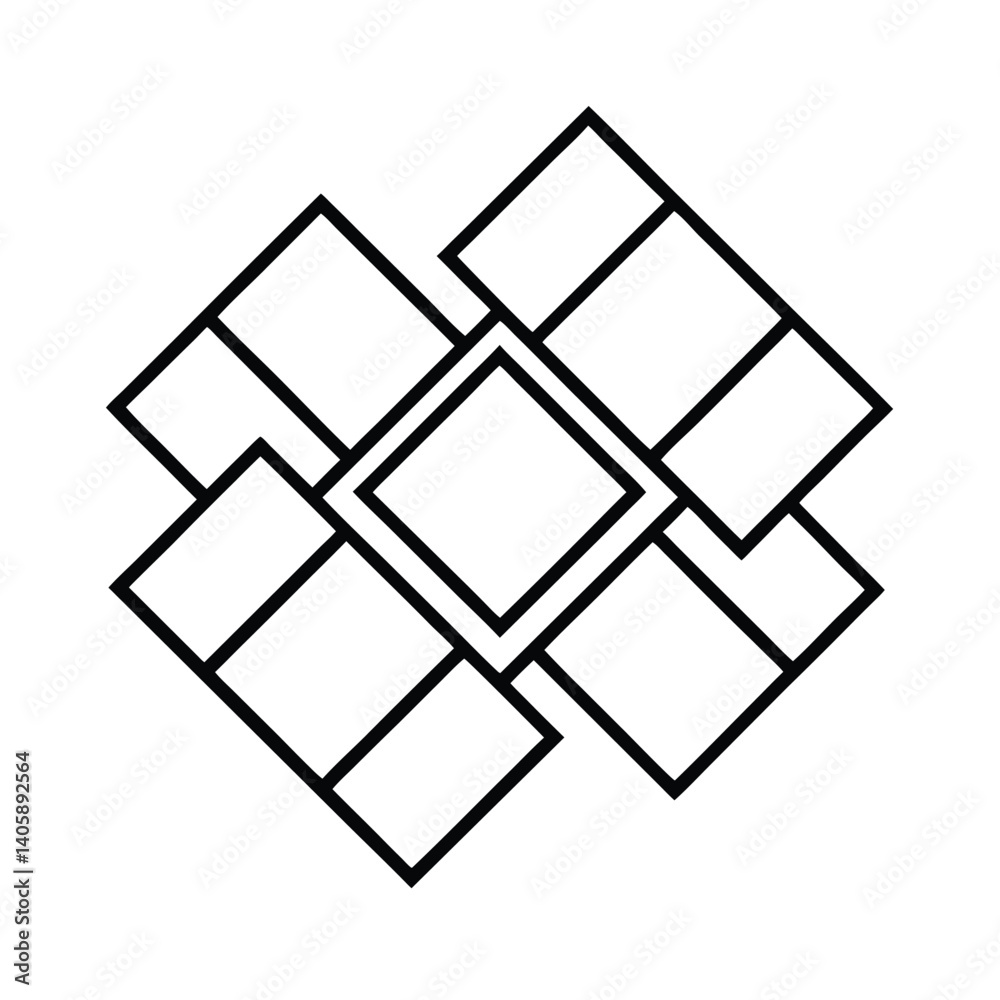 Abstract 3D cube design with blue square geometric pattern Abstract 3D cube design with blue square geometric pattern