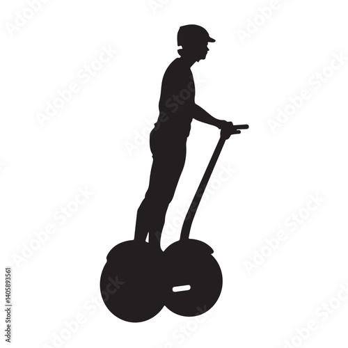 Segway Silhouette on White Background – Personal Transport Icon, Self-Balancing Scooter Vector

