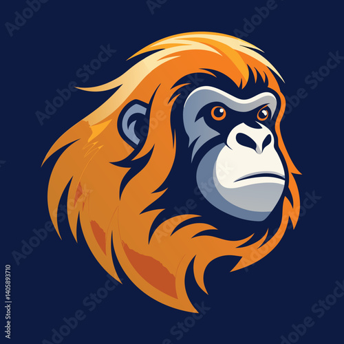 Vibrant Orangutan Profile Minimalist Logo