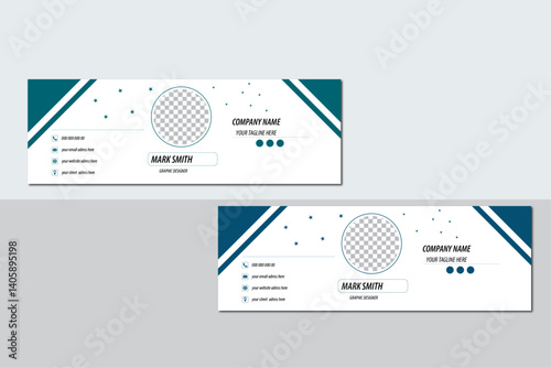 66Title: Corporate Email signature template or email footer and personal social media cover templates with an author photo place creative modern layou