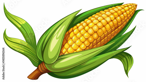 Ear of corn isolated on a white background. Fresh corncob set.