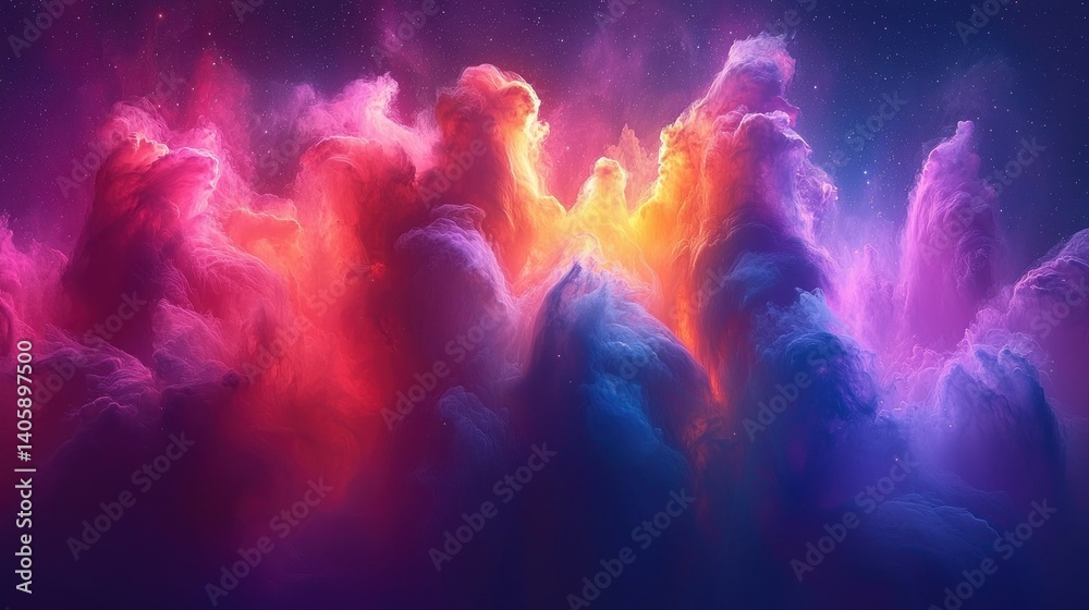 Fototapeta premium Cosmic nebula clouds in vibrant hues