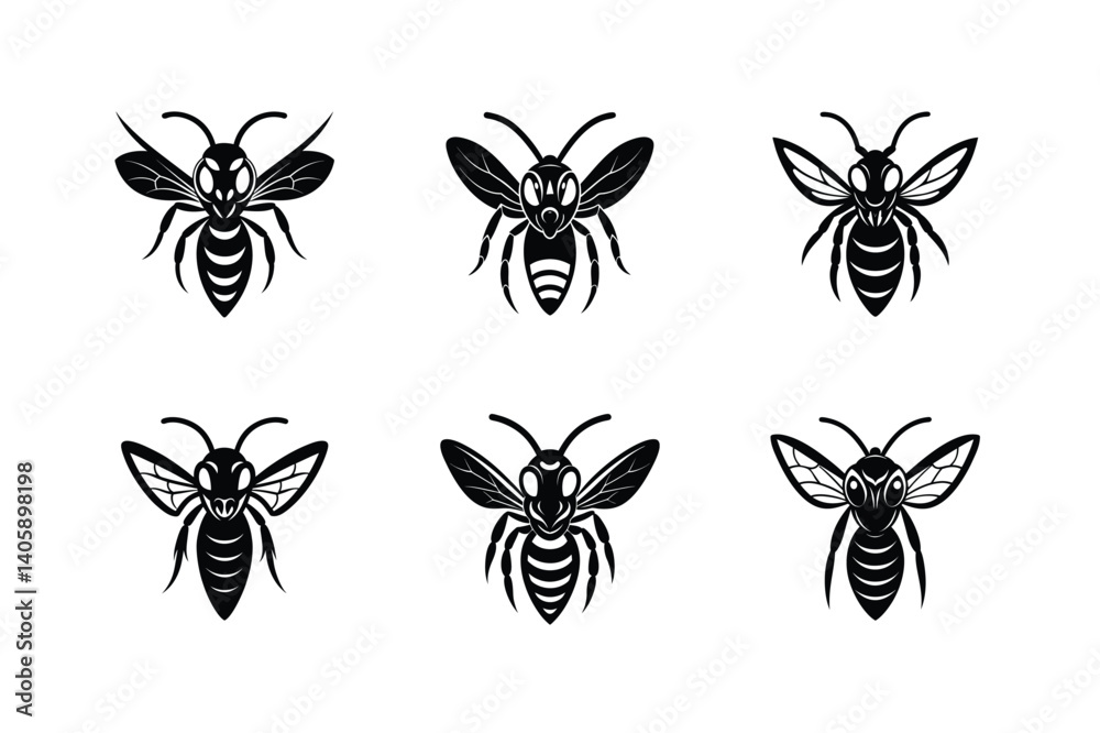 wasp head sharp eyes vector art silhouette wasp head sharp eyes vector art silhouette