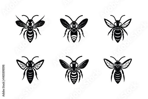 wasp head sharp eyes vector art silhouette