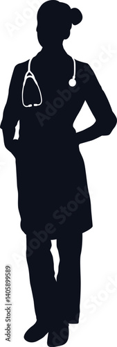 female doctor silhouette vector illustration