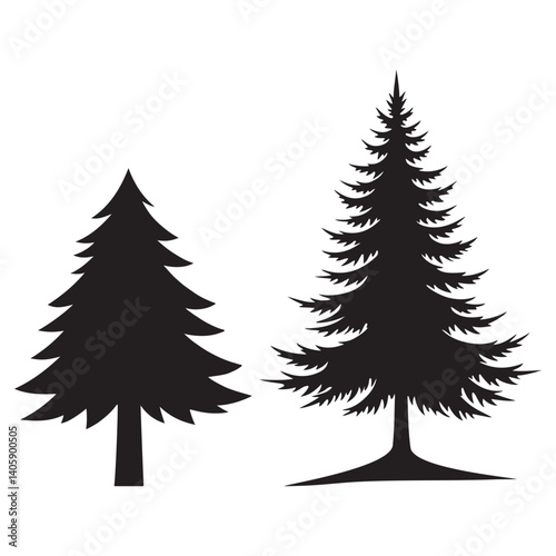 Pine Tree Silhouettes Collection Vector Set of Evergreen