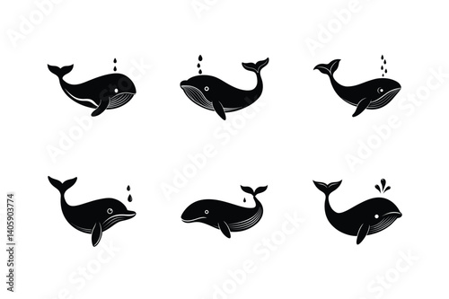 whale head water spout vector art silhouette