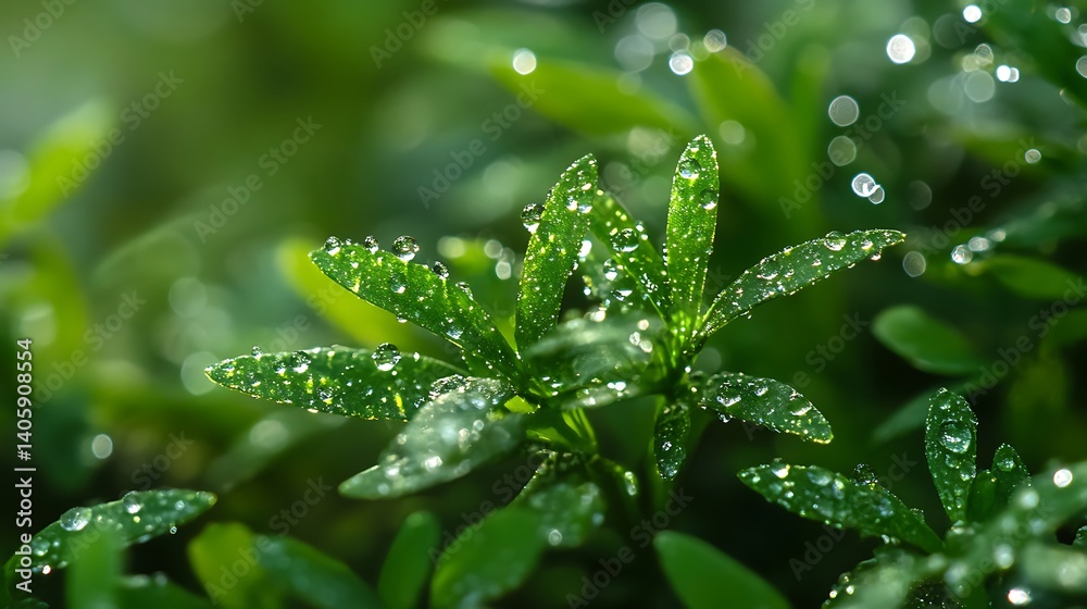 Beautiful close up of water droplets sparkling on green leaves high resolution picture Beautiful close up of water droplets sparkling on green leaves high resolution picture