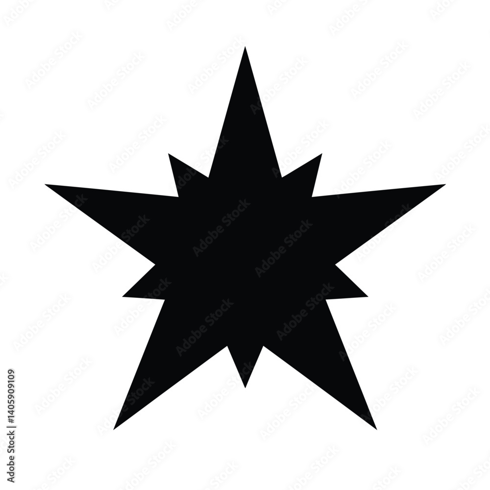 Abstract Black Starburst Element With Sharp Edges On A Clean White Background Abstract Black Starburst Element With Sharp Edges On A Clean White Background