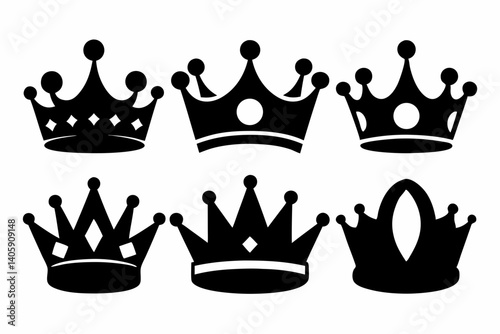 the crown icon set sihouette black vector bundle
