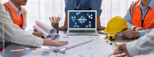 Obraz na płótnie Compliance system for brisk online corporate business to meet quality standard w salonie