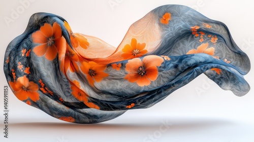 Delicate floral print scarf in motion