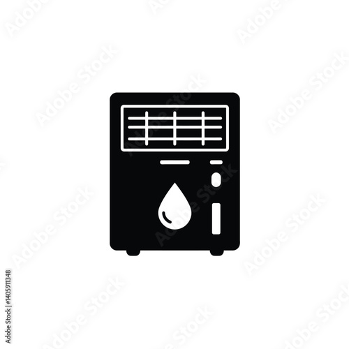 Black And White Portable Evaporative Air Cooler Or Humidifier Vector Illustration