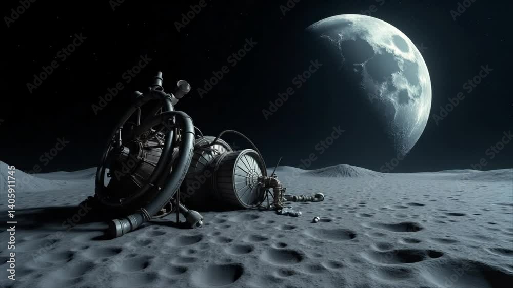 Moon view from the surface showcasing lunar landscape, craters, and vast space in stunning cosmic scene.