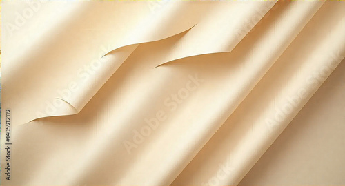 Minimalist backdrop featuring sheets of beige corrugated thin paper, with depth and a serene mood.  Soft, diffused lighting creates a warm atmosphere.  Style is clean and modern, high quality, profess