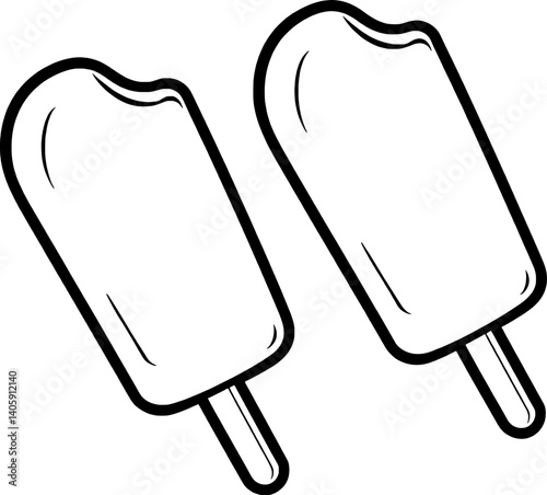 Two Delicious Popsicle Treats A Simple Line Drawing